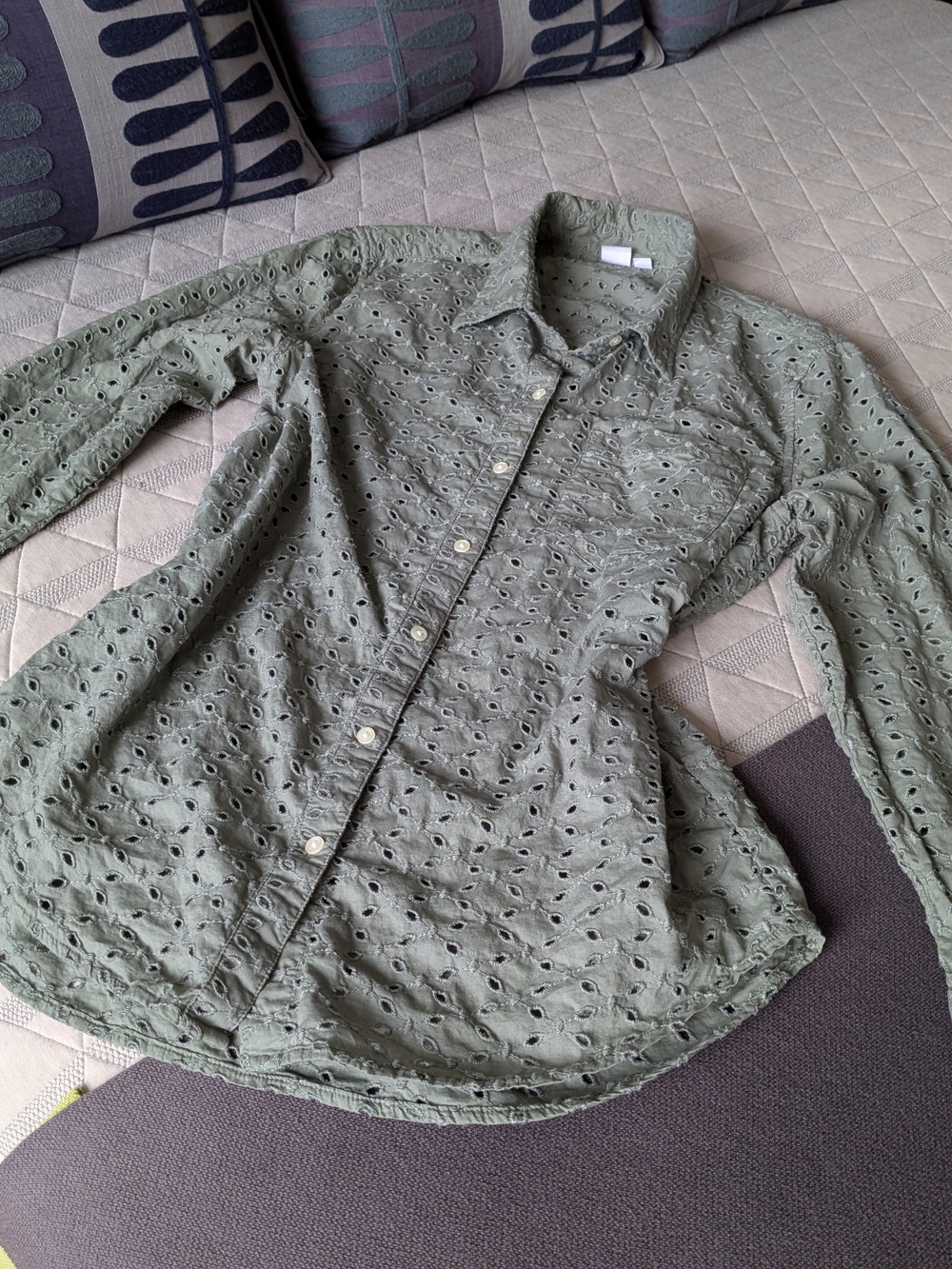 GAP Olive Eyelet Button-Down Shirt